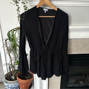 Tobi Black Flare Long Sleeved Romper